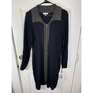 NEW Calvin Klein Black Full-Zip Sweater Dress Women’s Size L